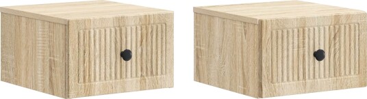 Vegghengt Nattbord med skuff 2 pcs Sonoma eik 33 x 34,5 x 20 cm
