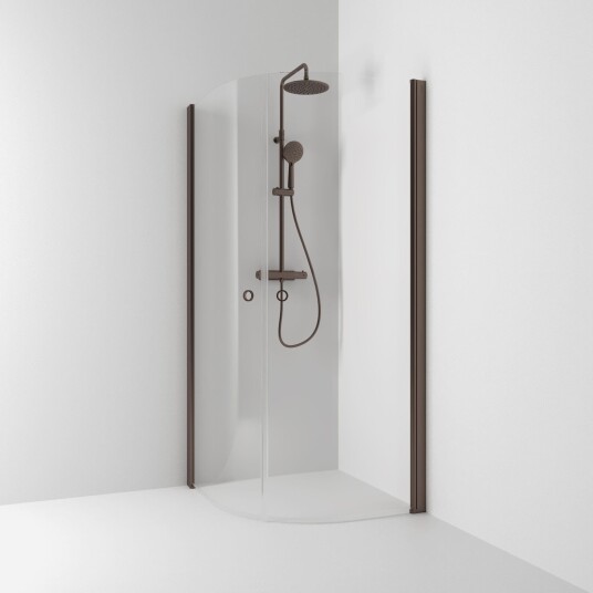 Svedbergs Skoga Dusjhjørne Buet Hullgrep Mocca / 80x90cm Klart Glass