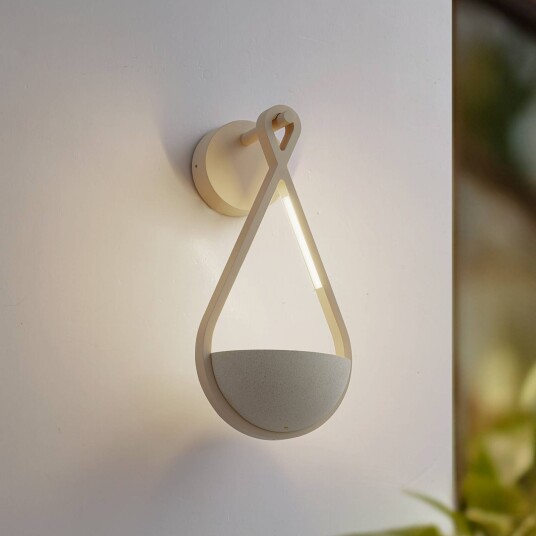 Lucande utendørs LED-vegglampe Florka betong hengende kurv IP54