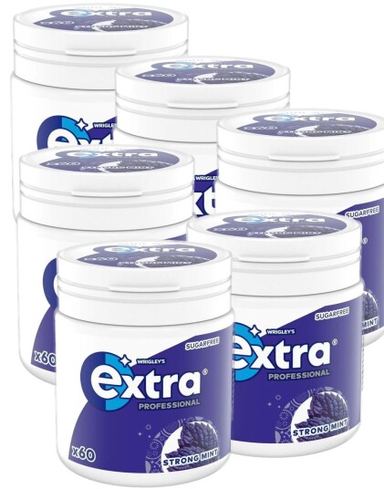 6 stk Stor Extra Professional Strong Mint Tyggegummi Boks   Hel Eske 504 gram