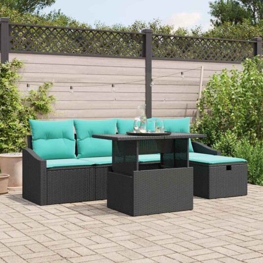 vidaXL Hagesofa Set 6 stk. polyrotting