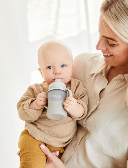 Everyday Baby Glass Sippy Cup Healthy + Quiet Grey - Grey - 150 ml Everyday Baby Glass Sippy Cup Healthy + Quiet Grey - Grey - 150 ml