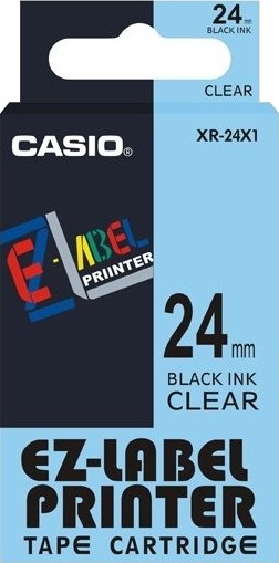 Casio Xr 24X1 Svart På Gjennomsiktig Sort 2,4 Cm 8 M Boks