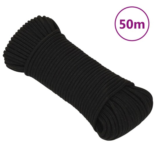 Arbeidstau svart 5 mm 50 m polyester