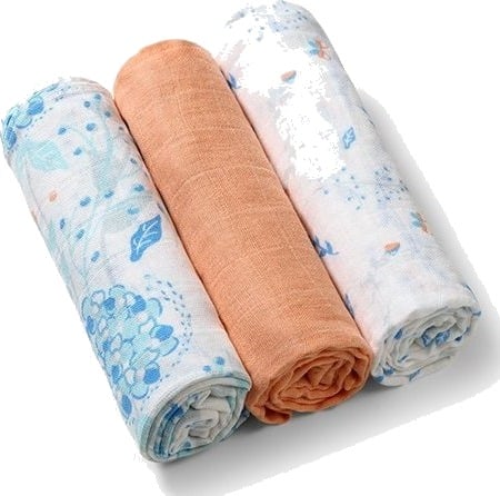 Babyono 348/09 Muslin Bleier Oransje 3Stk
