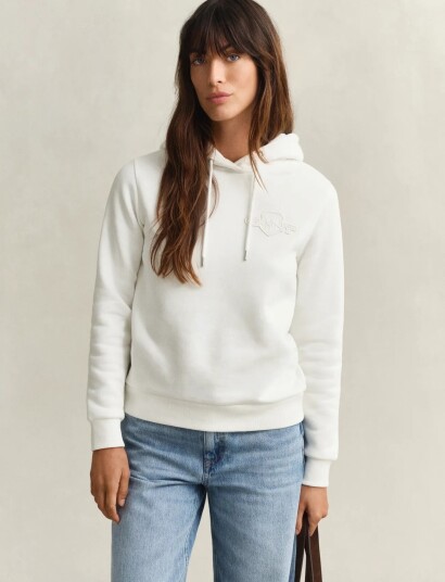 Gant Reg Tonal Shield Hoodie White XXL