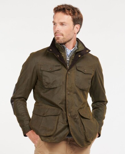 Barbour ogston jakke oilskin waxed olive høstjakke turjakke herre grønn,høst / vår,oliven xl