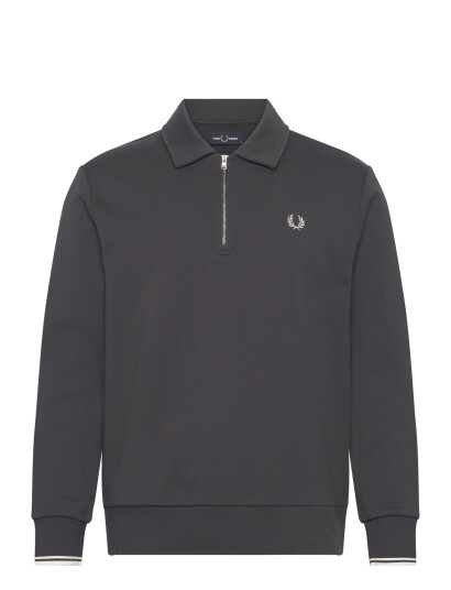 Fred Perry Half Zip Collared Sweatshirt Grey S
