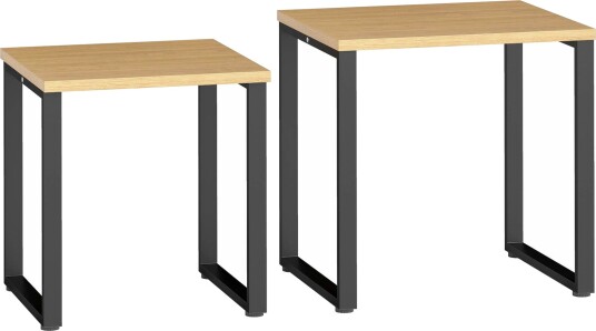 Sett med salongbord – treutseende metallramme plassbesparende