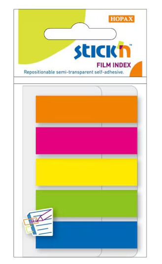 Indeksfliker 45x12 mm 5 neonfarger Stick´n