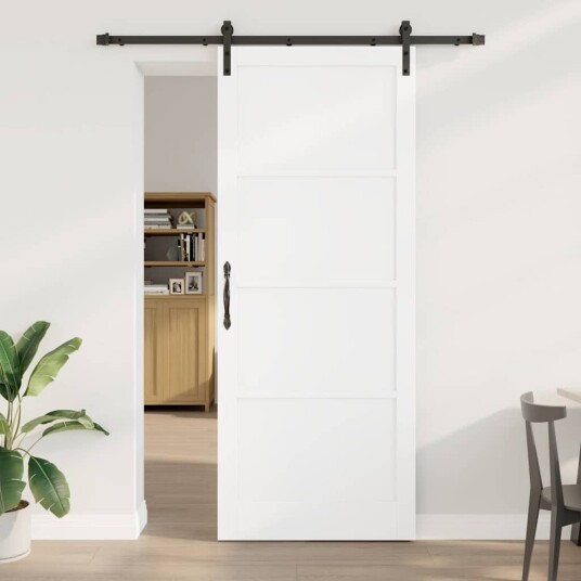 vidaXL Skyvedør med tilbehør Hvit 93x232 cm Solid Furu