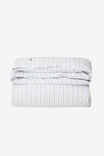 Lexington Dynetrekk Checked Cotton Poplin Duvet Cover Hvit