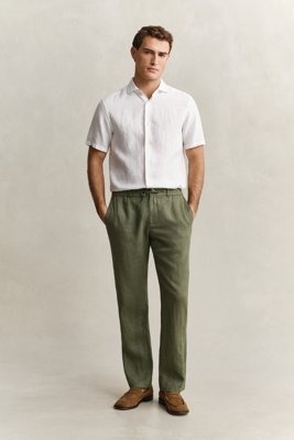 GANT Reg Linen Ds Pants Khaki green L