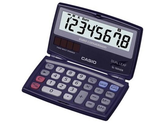 Casio Sl-100Ver Kalkulator Blått Display (Siffer): 8 Solcelledrevet, Batteridrevet (B X H X D) 91 X 9,4 X 110,5 Mm (Sl-100Ver_0)