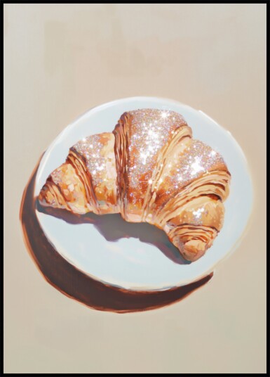 Sparkling Croissant on a Plate Plakat / 70x100