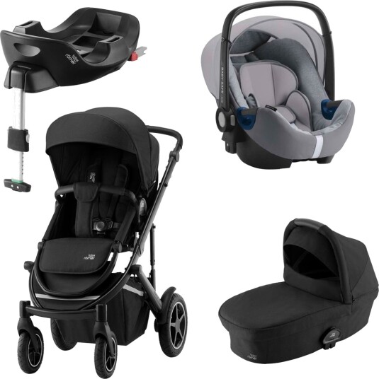 Britax Römer Premiumpakke Smile III Space Black Ink. Bagdel + Bilstol Babysafe2 Grey Marble Ink. Base