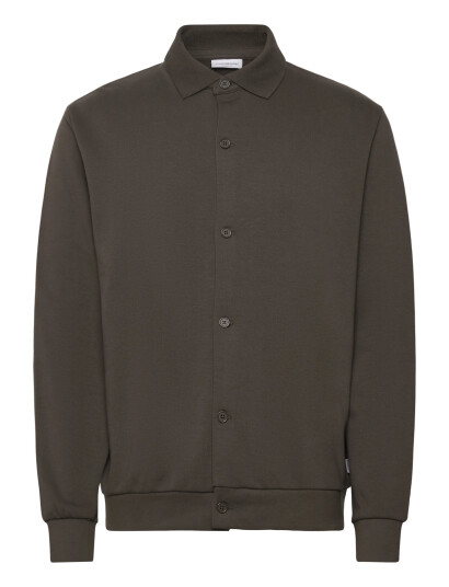 Lindbergh Sweat Cardigan L/S - Brown - XXL