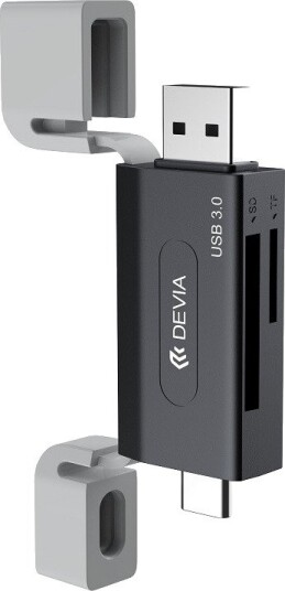 Devia Leopard Series kortleser USB-A/USB-C til SD/TF Svart