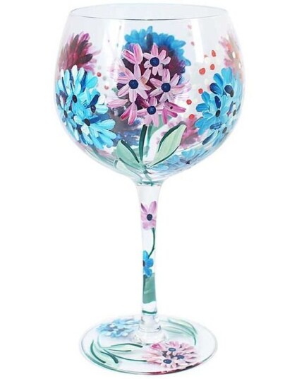 Håndmalt Lynsey Johnstone Hydrangea   Gin Glass