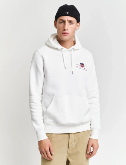 GANT Reg Medium Archive Shield Hoodie - White - XXXL