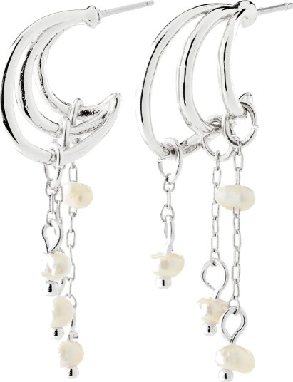 Pilgrim Lunith Earrings Silver Plated Silver ONE SIZE Pilgrim Lunith Earrings Silver Plated Silver ONE SIZE