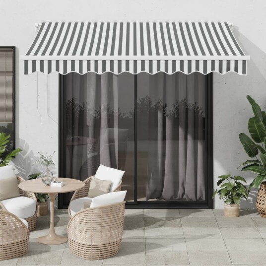 Automatisk uttrekkbart markise antrasitt og hvit 300x250 cm Automatisk uttrekkbart markise antrasitt og hvit 300x250 cm