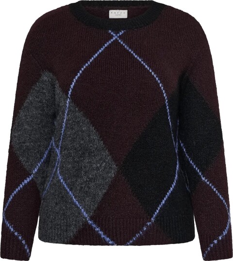 Kaffe Curve Kckit Pullover GREY MELANGE / BLACK CHECK XL Kaffe Curve Kckit Pullover GREY MELANGE / BLACK CHECK XL