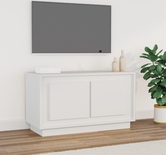 vidaXL TV-benk hvit 80x35x45 cm konstruert tre