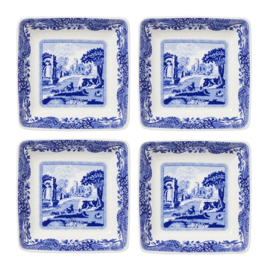 Spode Blue Italian tallerken firkantet 7,5 cm 4 stk blå/hvit Spode Blue Italian tallerken firkantet 7,5 cm 4 stk blå/hvit