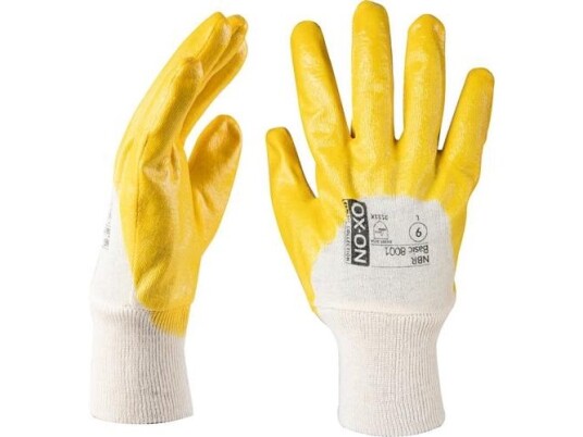 Ox-On Arbejdshandske Nbr Basic 8001 Gul/Hvid 8