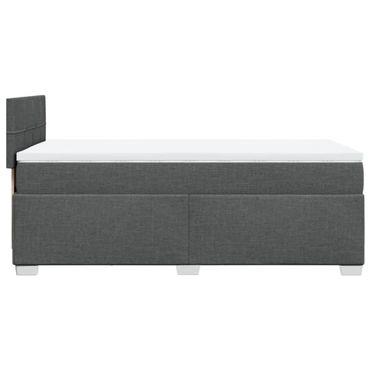 Seng med madrass boksfjær mørkegrå 100x200 cm stoff 8721102706820