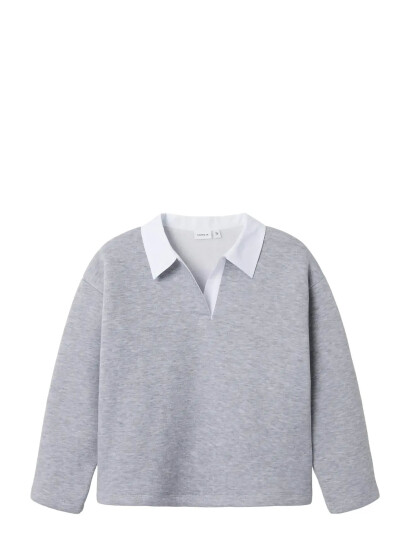 name it Nkfbetsy Ls Rlx Polo Swe Bru Grey 122-128