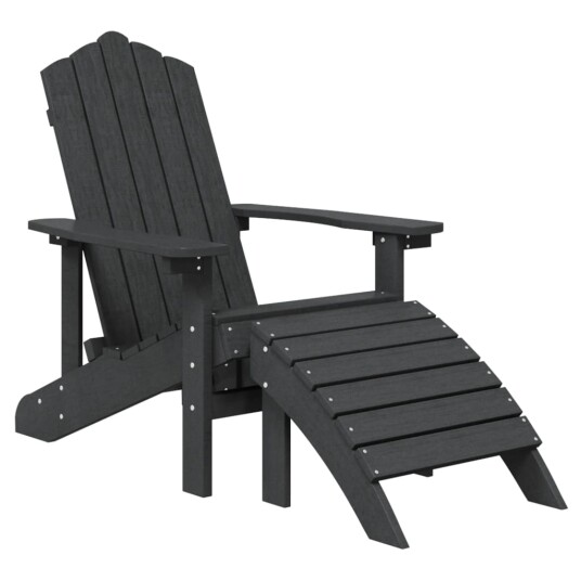 vidaXL Adirondack hagestoler med fotstøtte 2 stk HDPE antrasitt vidaXL Adirondack hagestoler med fotstøtte 2 stk HDPE antrasitt