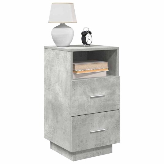  Nattbord 2 stk med 2 skuffer betonggrå 36x36x68 cm 8721158574640