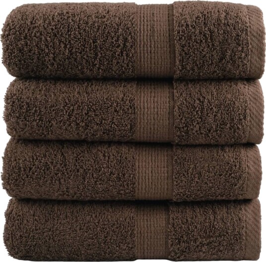 vidaXL Premium gjestehåndklær SOLUND 4 stk brun 30x50 cm 600gsm vidaXL Premium gjestehåndklær SOLUND 4 stk brun 30x50 cm 600gsm
