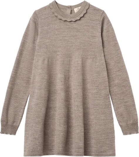 Copenhagen Colors Classic Merino Dress W. Deco Neck NATURAL MELANGE 92