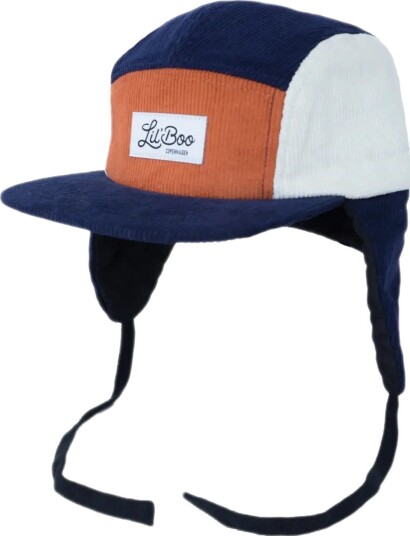 Lil" Boo Corduroy Block 5-Panel With Ears - NAVY/CARAMEL - 1.5-4Y