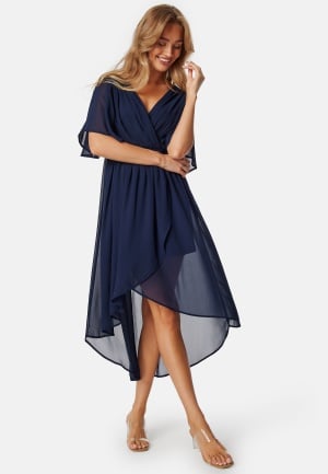 Bubbleroom Occasion Butterfly Sleeve High-Low Dress Dark blue 46