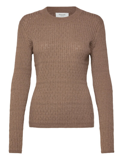 Rosemunde Rwdarcy Ls Pointelle Crew Knit - Brown - L Rosemunde Rwdarcy Ls Pointelle Crew Knit - Brown - L
