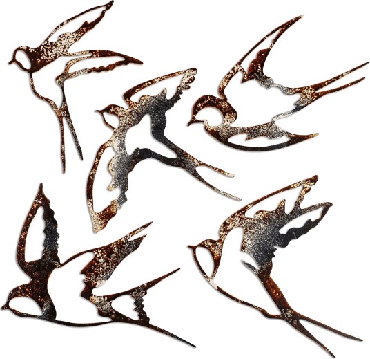 Dekorativt metallveggtilbehør Wallxpert Metal Birds flerfarget