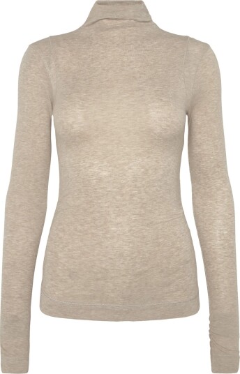 Reiss Heidi Long Sleeve Ruched Tee - OATMEAL NEUTRAL - XS