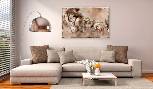 Tavle Retro Style: Woman And Roses 60X40 Artgeist sp. z o. o.