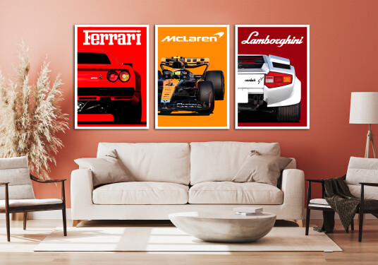 Plakater – Sportsbil / Sett av 3 Plakater – Sportsbil / Sett av 3