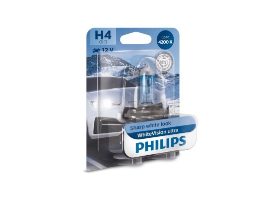 Halogenpære PHILIPS WHITEVISION ULTRA 12V H4 60/55W Halogenpære PHILIPS WHITEVISION ULTRA 12V H4 60/55W