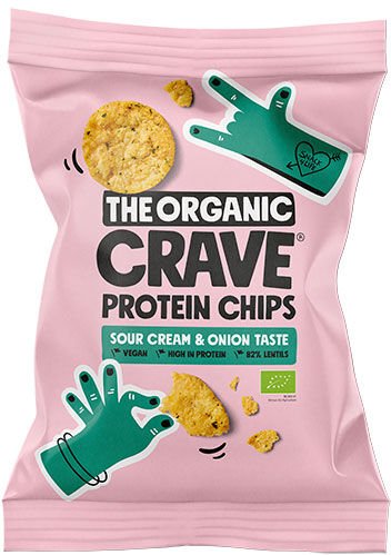 The Organic Crave Veganske protein chips m. Rømme & løk Ø - 75 g The Organic Crave Veganske protein chips m. Rømme & løk Ø - 75 g