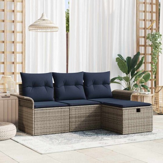 vidaXL Hagesofa Set 4 stk. Poly rattan