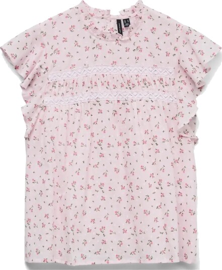 Vero Moda Vmtrine Sl Lace Top Wvn Noos Pink M