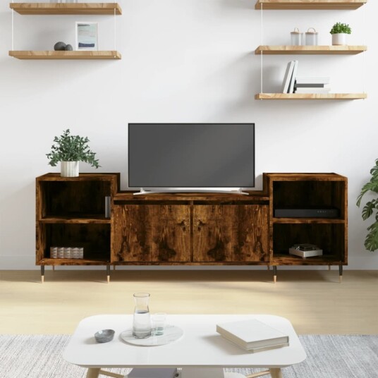 TV benk røkt eik 160x35x55 cm konstruert tre TV benk røkt eik 160x35x55 cm konstruert tre