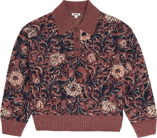 Wrangler Ranch Floral Polo Burgundy XS x 00