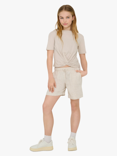 Kids Only Siesta Pull Up Linen Blend Shorts Beige 134